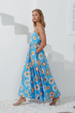 Serin Blue Abstract Sun Maxi Dress