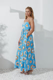 Serin Blue Abstract Sun Maxi Dress