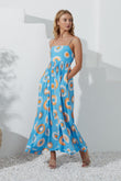 Serin Blue Abstract Sun Maxi Dress