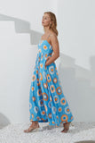 Serin Blue Abstract Sun Maxi Dress