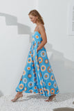 Serin Blue Abstract Sun Maxi Dress