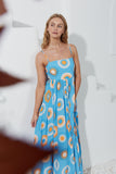 Serin Blue Abstract Sun Maxi Dress