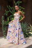 Mermaid Multicolour Abstract Maxi Dress