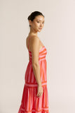 Pippa Pink Red Stripe Maxi Dress