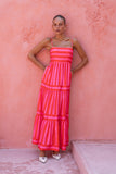 Pippa Pink Red Stripe Maxi Dress