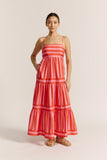 Pippa Pink Red Stripe Maxi Dress