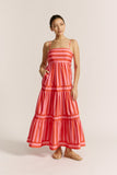 Pippa Pink Red Stripe Maxi Dress