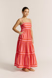 Pippa Pink Red Stripe Maxi Dress