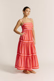 Pippa Pink Red Stripe Maxi Dress