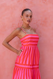 Pippa Pink Red Stripe Maxi Dress