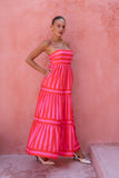 Pippa Pink Red Stripe Maxi Dress