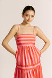 Pippa Pink Red Stripe Maxi Dress