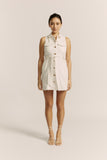 Clea White Button Down Belted Mini Dress