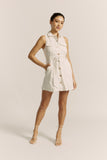 Clea White Button Down Belted Mini Dress