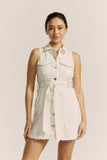 Clea White Button Down Belted Mini Dress