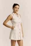 Clea White Button Down Belted Mini Dress