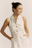 Clea White Button Down Belted Mini Dress