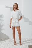 Ava White Zip Up Playsuit