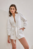 Asher White Zip Front Long Sleeve Playsuit