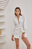 Asher White Zip Front Long Sleeve Playsuit