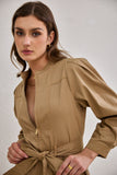 Asher Mocha Zip Front Long Sleeve Playsuit