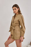 Asher Mocha Zip Front Long Sleeve Playsuit