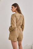 Asher Mocha Zip Front Long Sleeve Playsuit