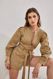 Asher Mocha Zip Front Long Sleeve Playsuit