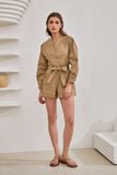 Asher Mocha Zip Front Long Sleeve Playsuit