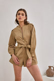 Asher Mocha Zip Front Long Sleeve Playsuit