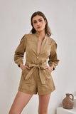 Asher Mocha Zip Front Long Sleeve Playsuit