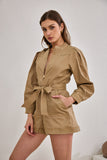 Asher Mocha Zip Front Long Sleeve Playsuit