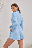 Asher Blue Zip Front Long Sleeve Playsuit