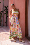 Tarot Multicolour Abstract Ric Rac Flared Maxi Dress