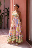 Tarot Multicolour Abstract Ric Rac Flared Maxi Dress