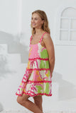 Paradisio Pink Tropical Ric Rac Tiered Mini Dress