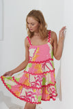 Paradisio Pink Tropical Ric Rac Tiered Mini Dress