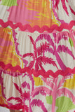 Paradisio Pink Tropical Ric Rac Tiered Mini Dress