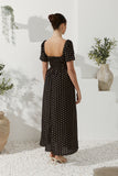 Vie Black Beige Polka Dot Maxi Dress