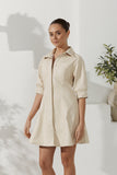 Aida Beige Faux Leather PU Mini Dress