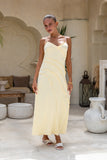 Oralia Yellow Satin Maxi Dress