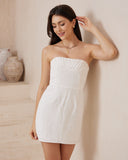 Arie White Ruched Detail Mini Dress