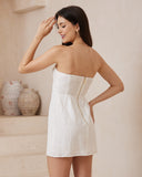 Arie White Ruched Detail Mini Dress