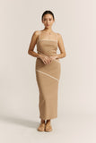 Elia Mocha Contrast Maxi Dress