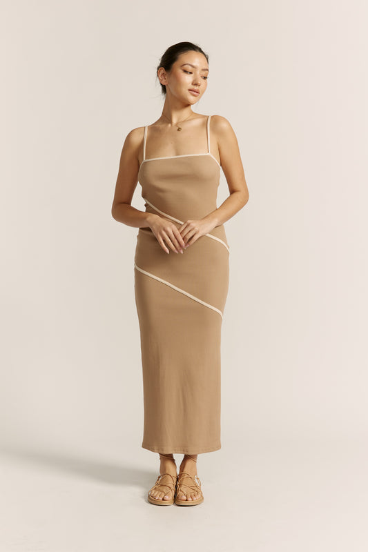 Elia Mocha Contrast Maxi Dress