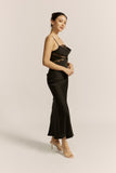 Lyna Black Satin Cowl Neck Maxi Dress