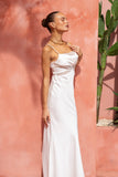 Lyna White Satin Cowl Neck Maxi Dress