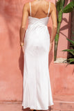 Lyna White Satin Cowl Neck Maxi Dress