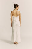 Lyna White Satin Cowl Neck Maxi Dress