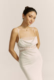 Lyna White Satin Cowl Neck Maxi Dress